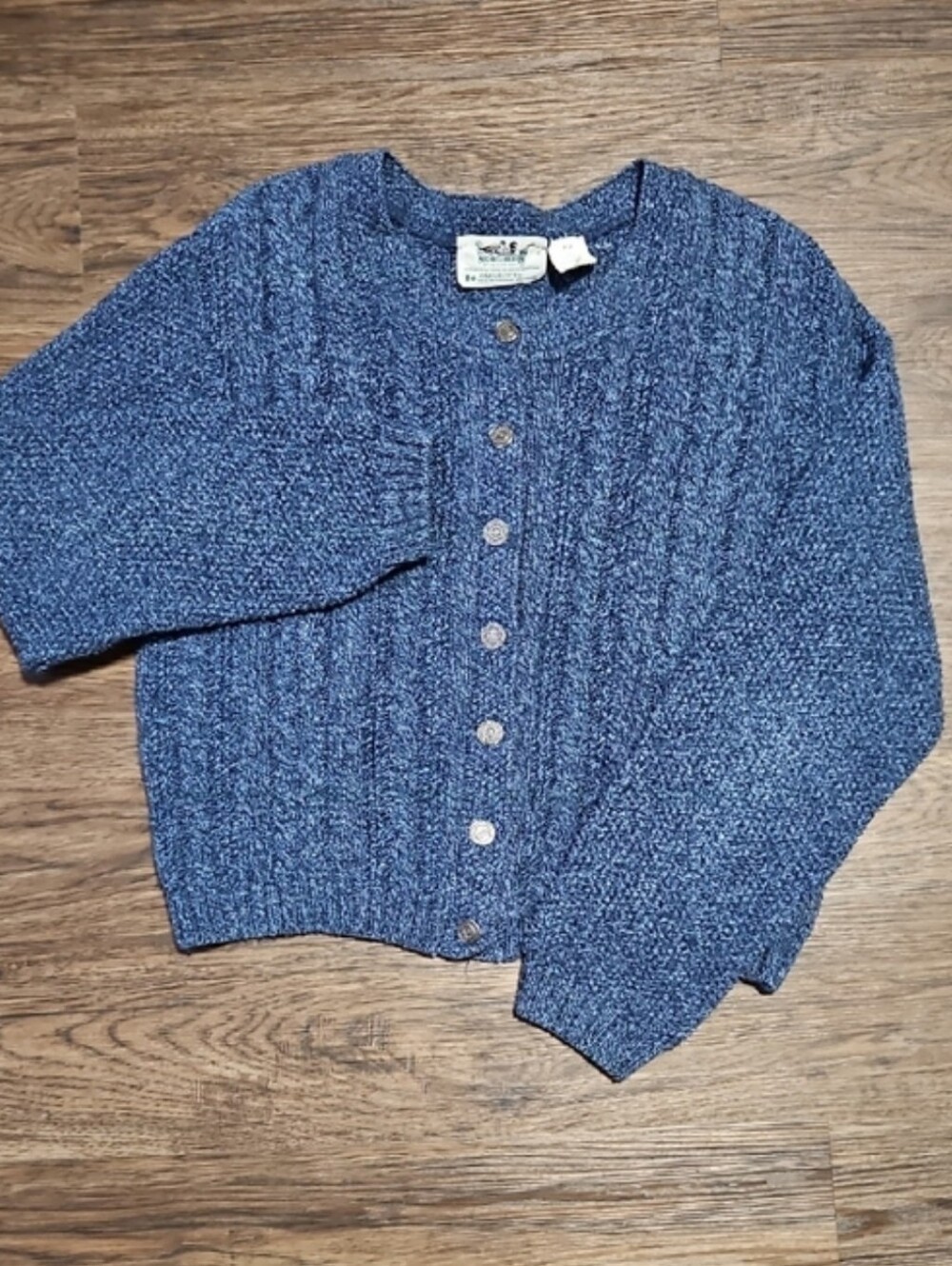 Vintage Northern Reflections Blue Knit Cardigan Sweater, Size Medium
